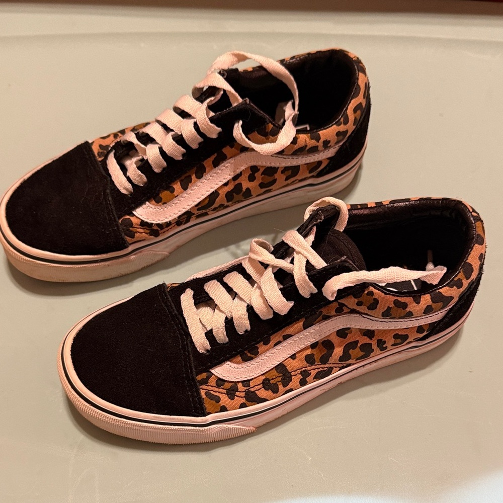 Vans Leopard Print Black and Brown Sneakers
